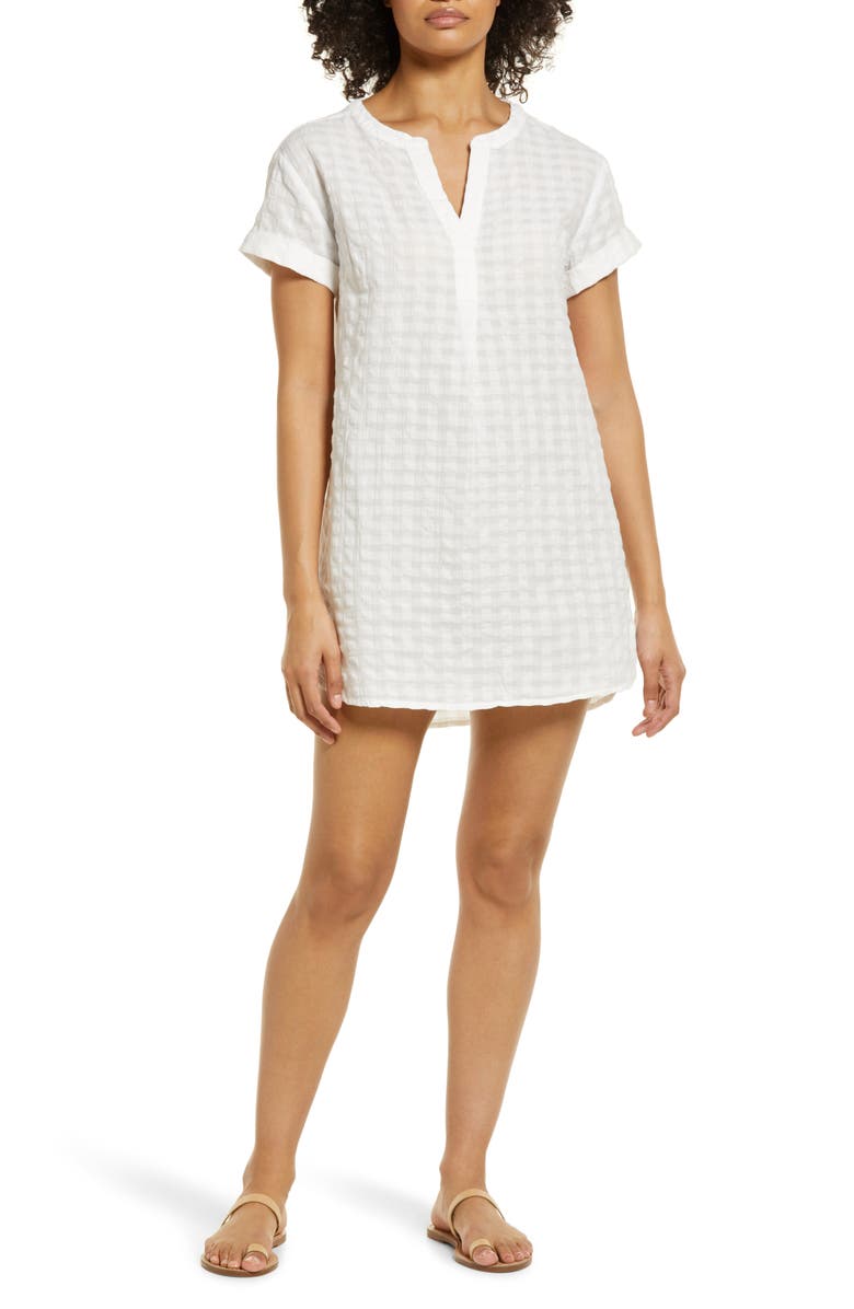 beachlunchlounge Marley Tonal Check Cotton Shift Dress, Main, color, 