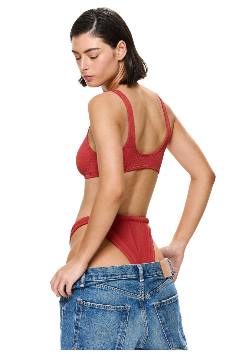 Tubular High Leg Low Rise Bikini Bottom, Alternate, color, Paprika