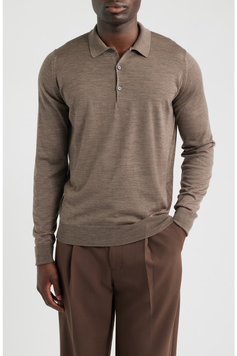 Cotswold Wool Polo Sweater, Main, color, MUSHROOM