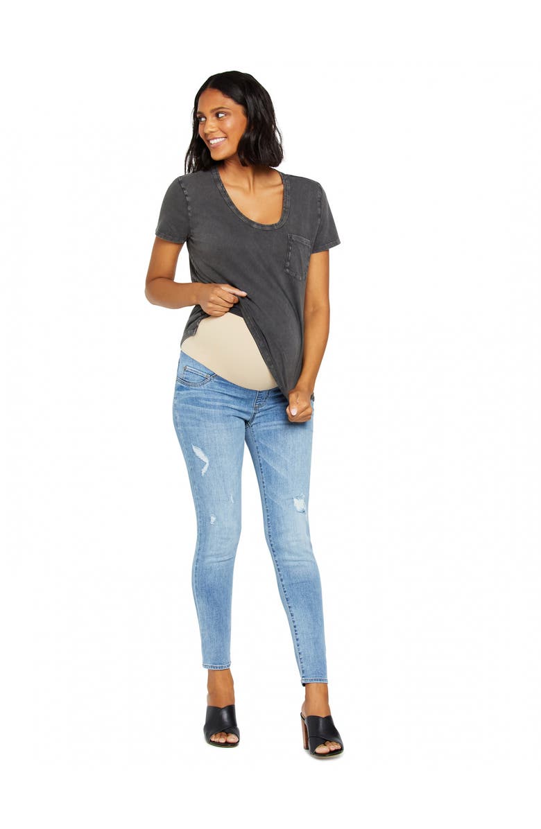 MOTHERHOOD MATERNITY Indigo Blue Sustainable Secret Fit Over the Belly Skinny Leg Maternity Jeans, Alternate, color, 