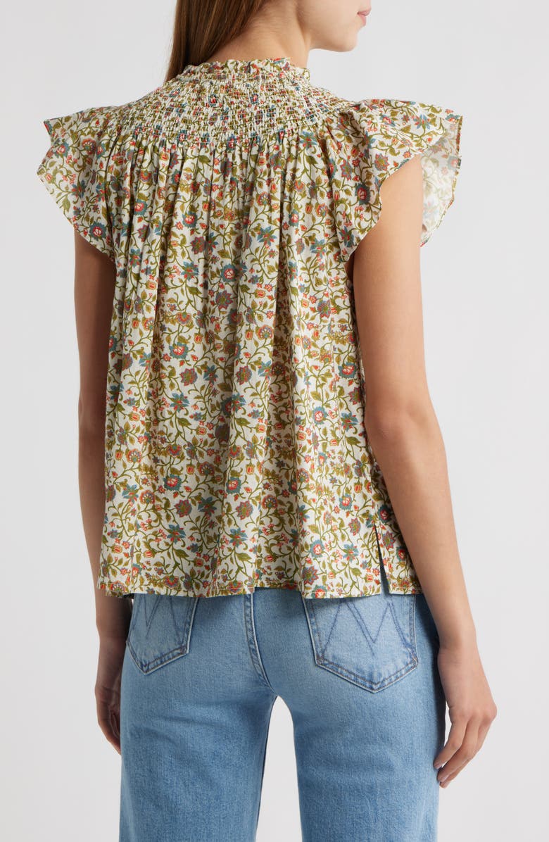 Cleobella Dira Smocked Tassel Tie Organic Cotton Top, Alternate, color, 