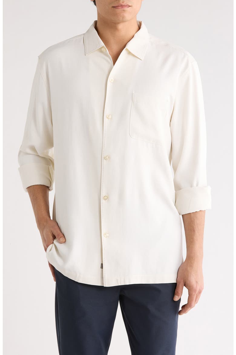 Catalina Silk Twill Button-Up Shirt, Main, color, COCONUT