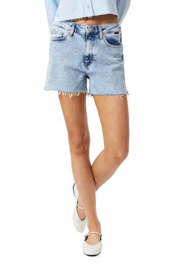 Heidi Embroidered Cutoff Denim Shorts