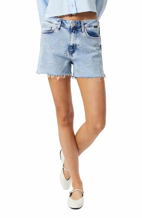 Heidi Embroidered Cutoff Denim Shorts