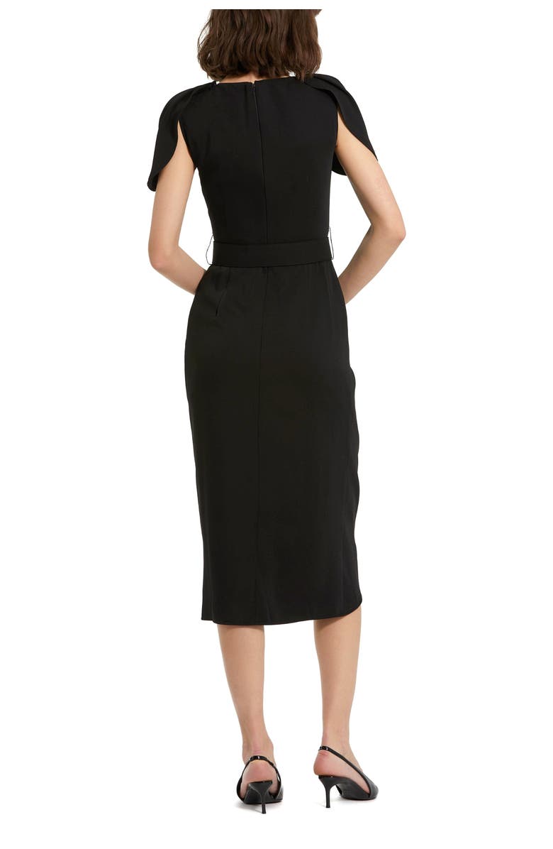 Mac Duggal Crepe High Neck Midi Tulip Dress With Belt, Alternate, color, Black