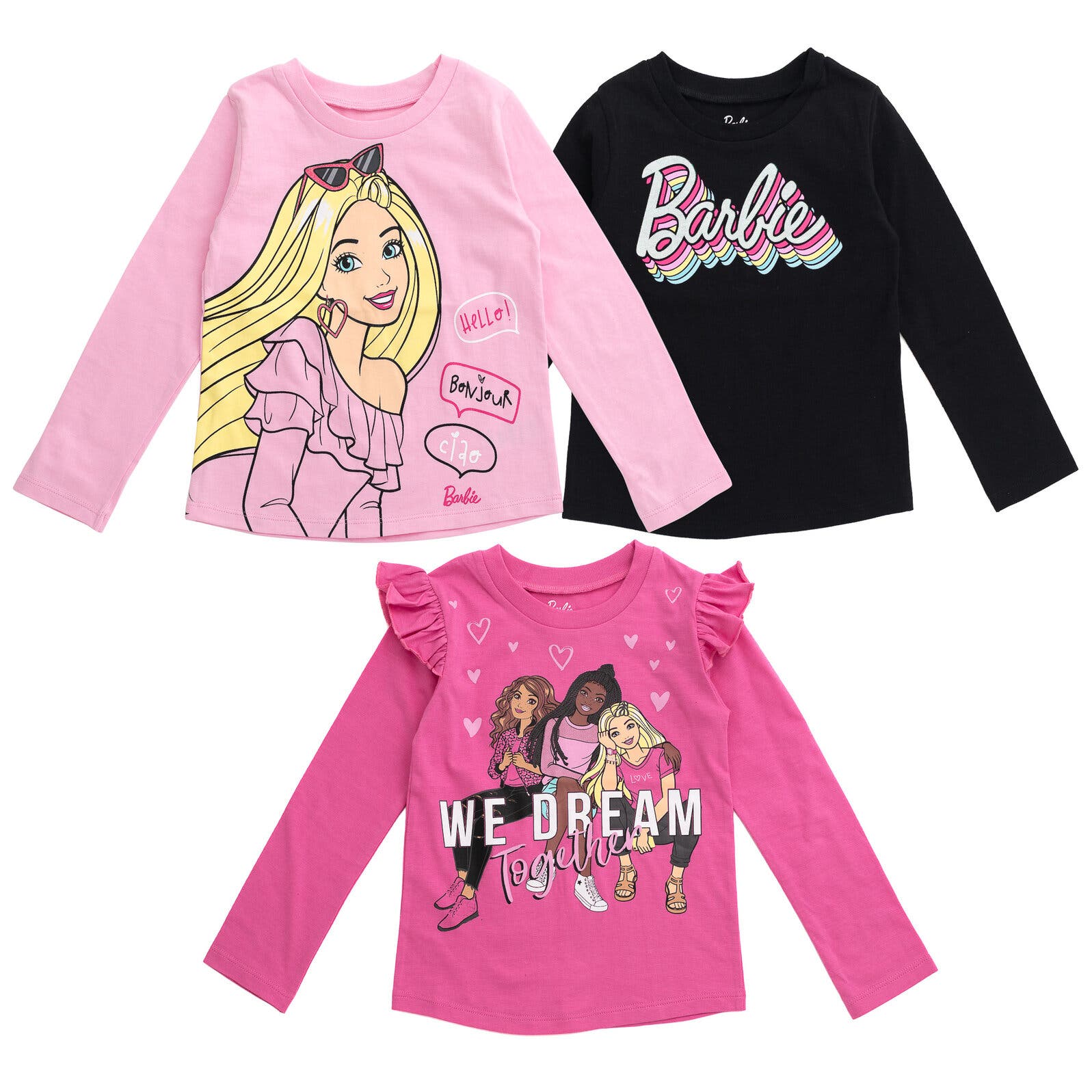 Barbie Kids'  2-pack Long Sleeve T-shirts In Multi