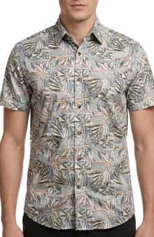 Report Collection Yarn Dye Tropical Print Button-Up Shirt