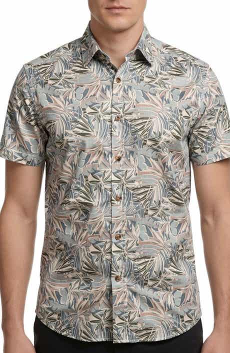 Report Collection Yarn Dye Tropical Print Button-Up Shirt