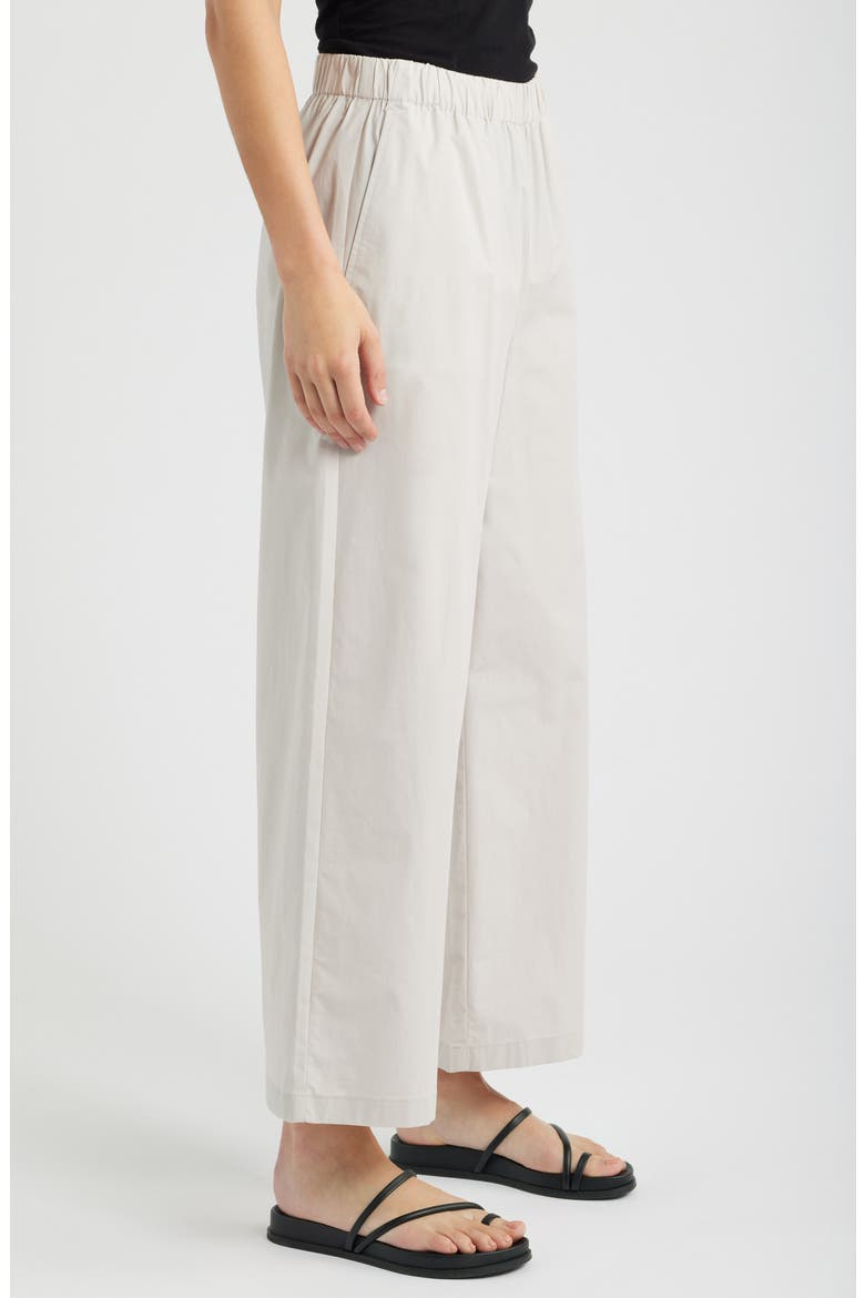 Stretch Cotton Poplin Wide Leg Ankle Pants, Alternate, color, CHALK