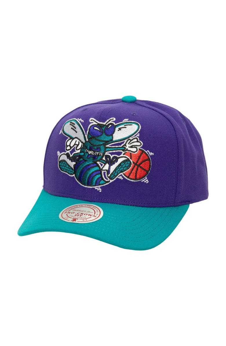 Mitchell & Ness Men's Mitchell & Ness Purple/Teal Charlotte Hornets Soul XL Logo Pro Crown Snapback Hat, Main, color, 