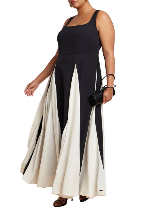Black And White Godet Gown (Plus)