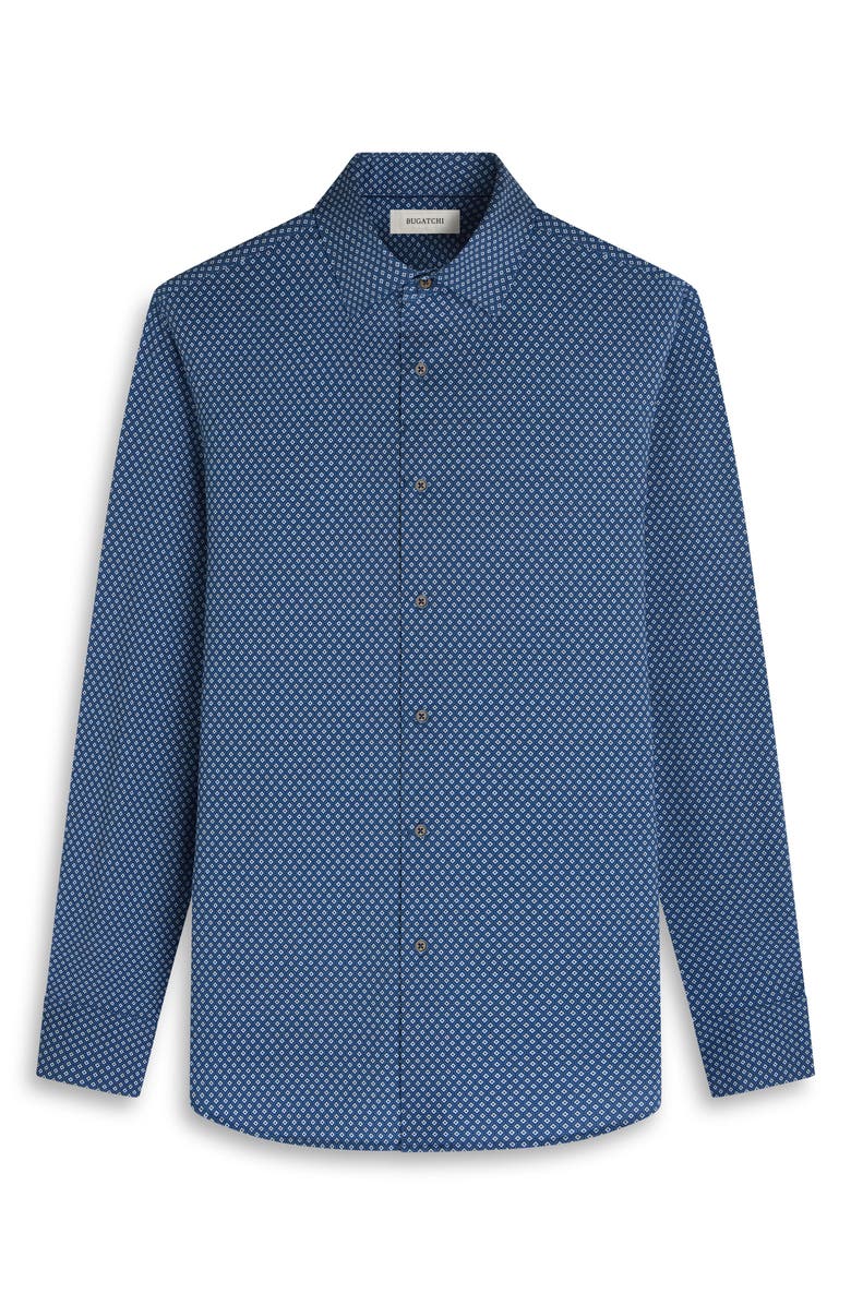 Bugatchi James OoohCotton<sup>®</sup> Geo Button-Up Shirt, Alternate, color, Navy