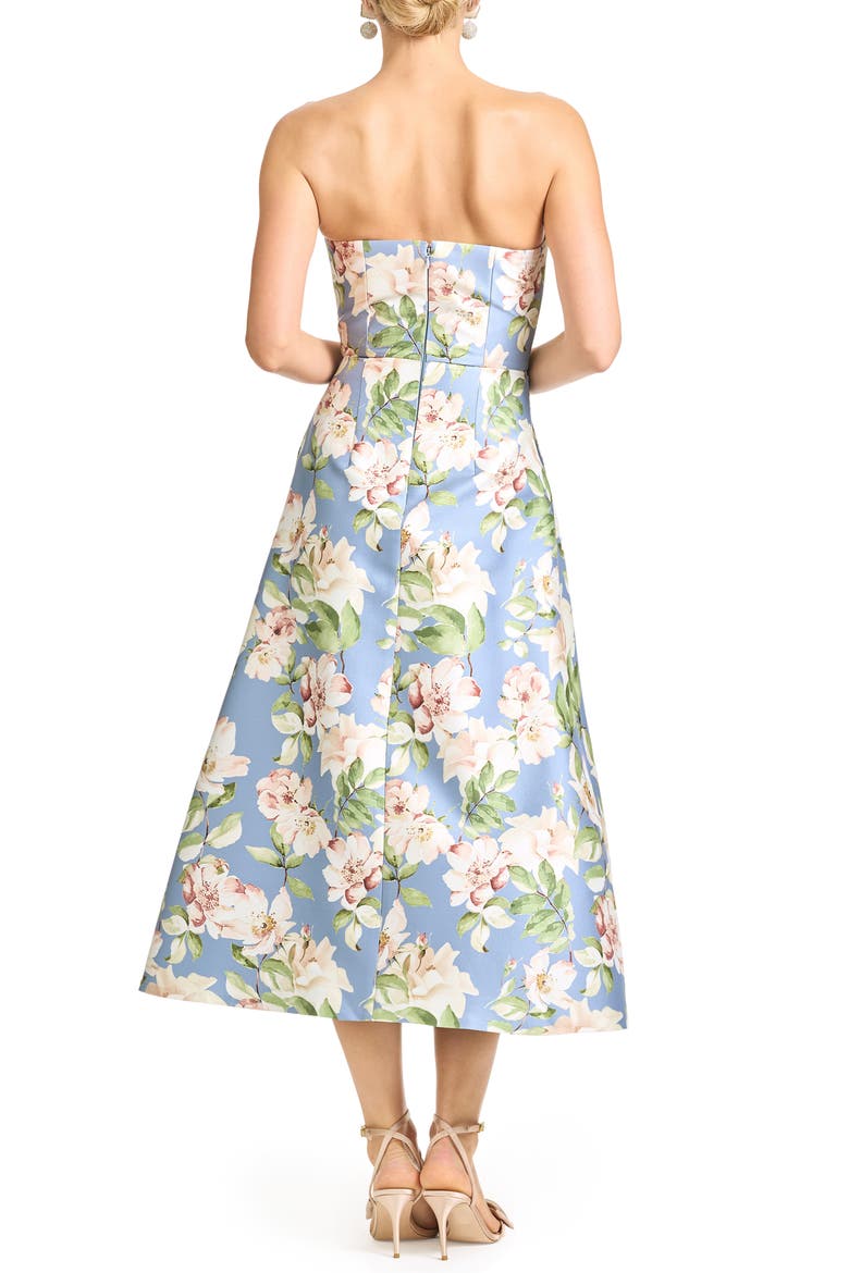 Shay Floral Strapless Cocktail Midi Dress, Alternate, color, TWILIGHT CAMELLIA