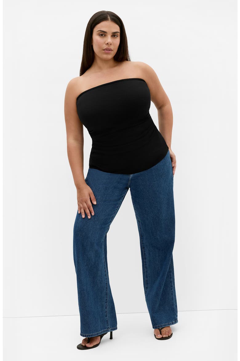 Halo Ruched Tube Top, Alternate, color, BLACK
