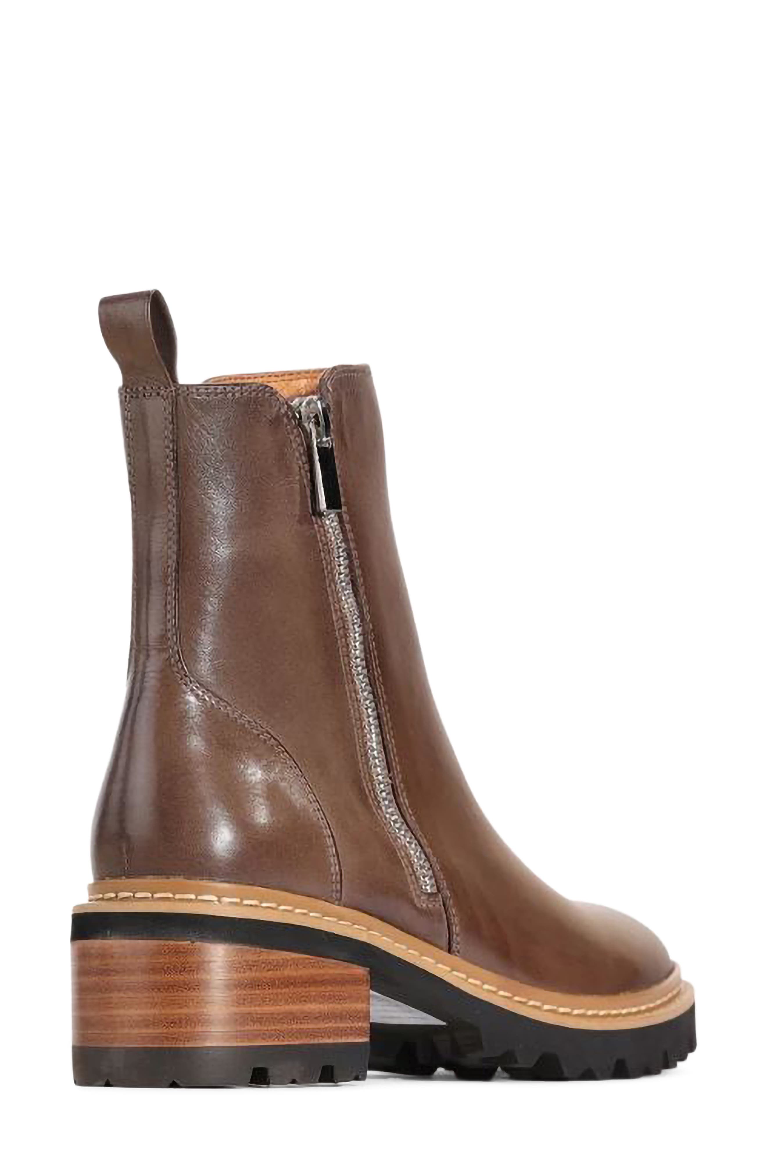 Lindira Leather Bootie, Alternate, color, DARK TAUPE