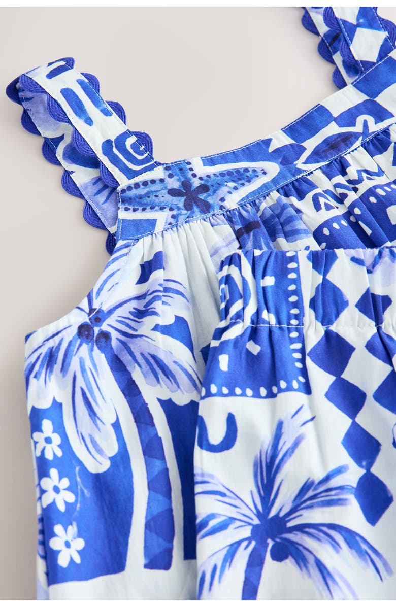 NEXT Kids' Tile Print Cotton Tank & Wide Leg Pants Set, Alternate, color, Blue