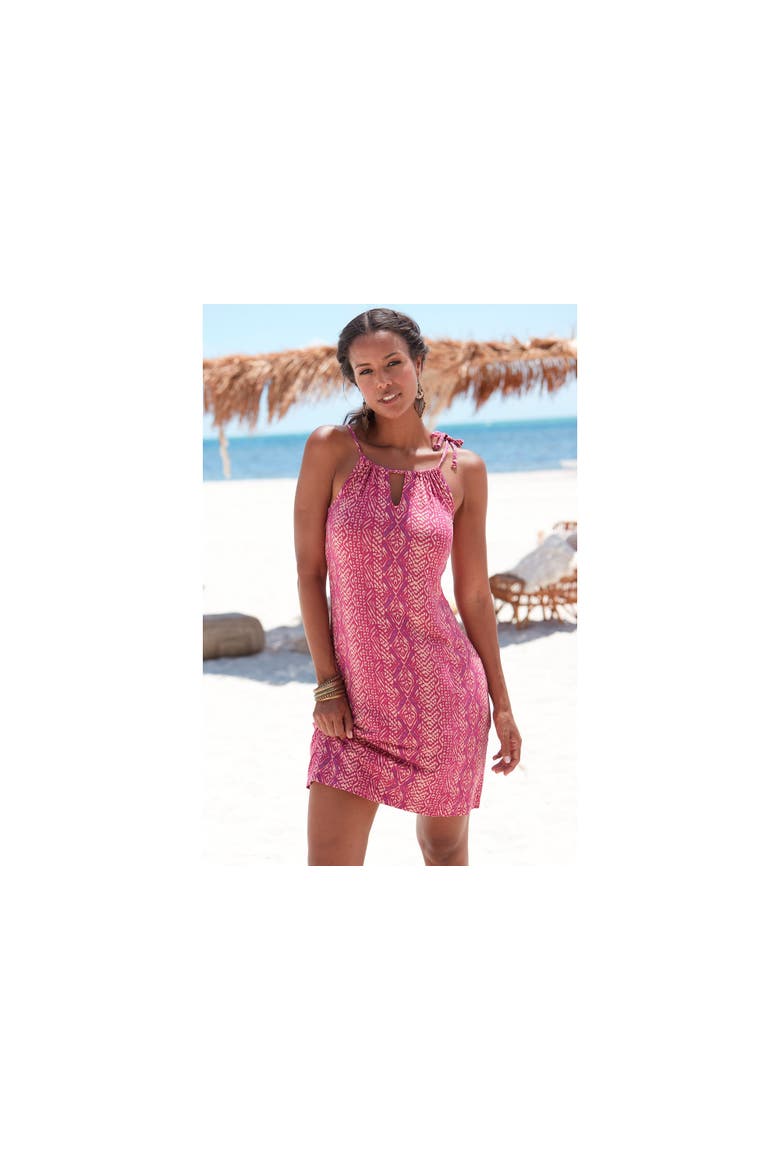 Women's Strap Detail Keyhole Dress, Alternate, color, Pink Multi