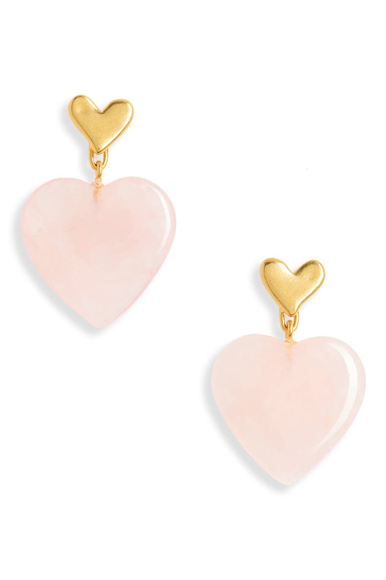 Rose Quartz Heartlove Statement Earrings, Main, color, ROSE QUARTZ