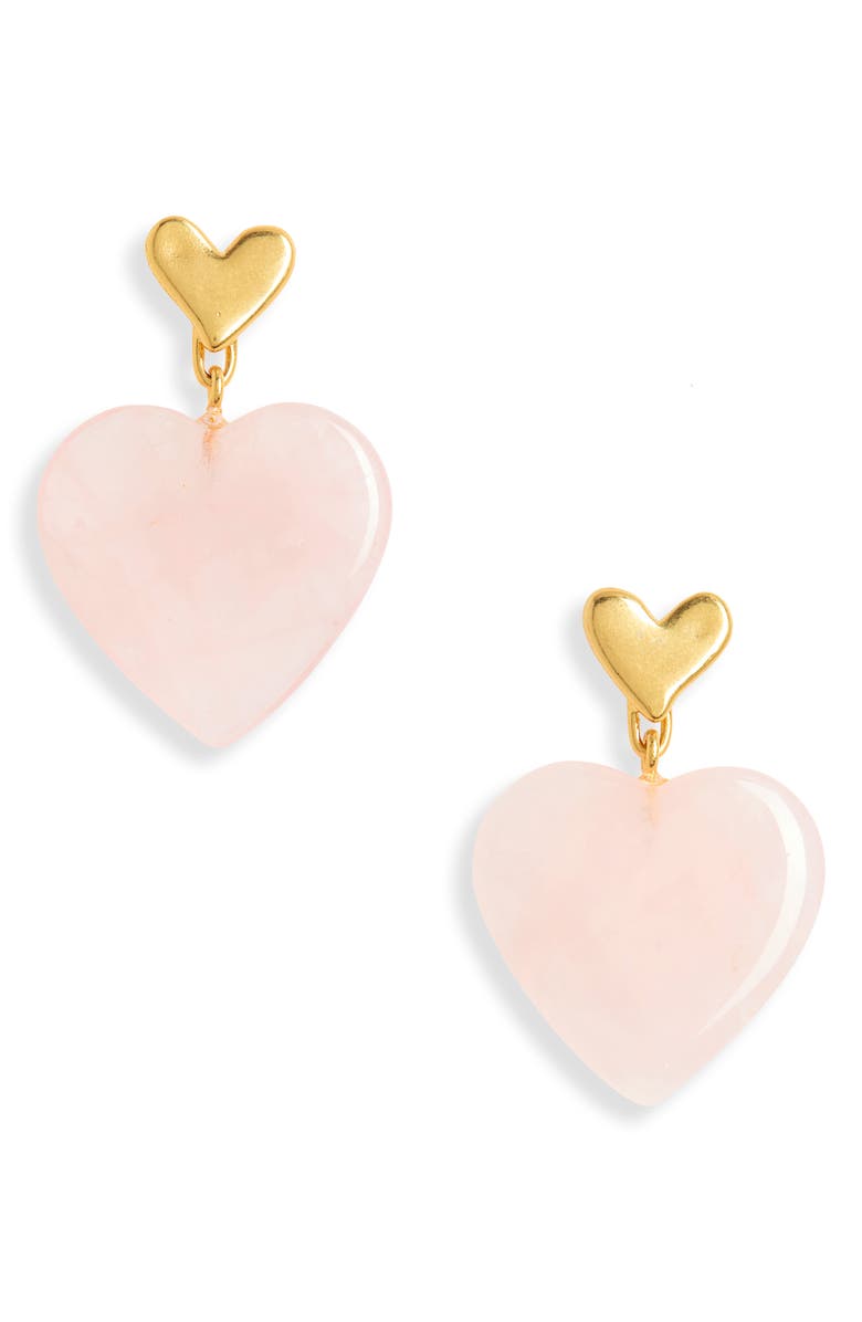 Madewell Rose Quartz Heartlove Statement Earrings, Main, color,