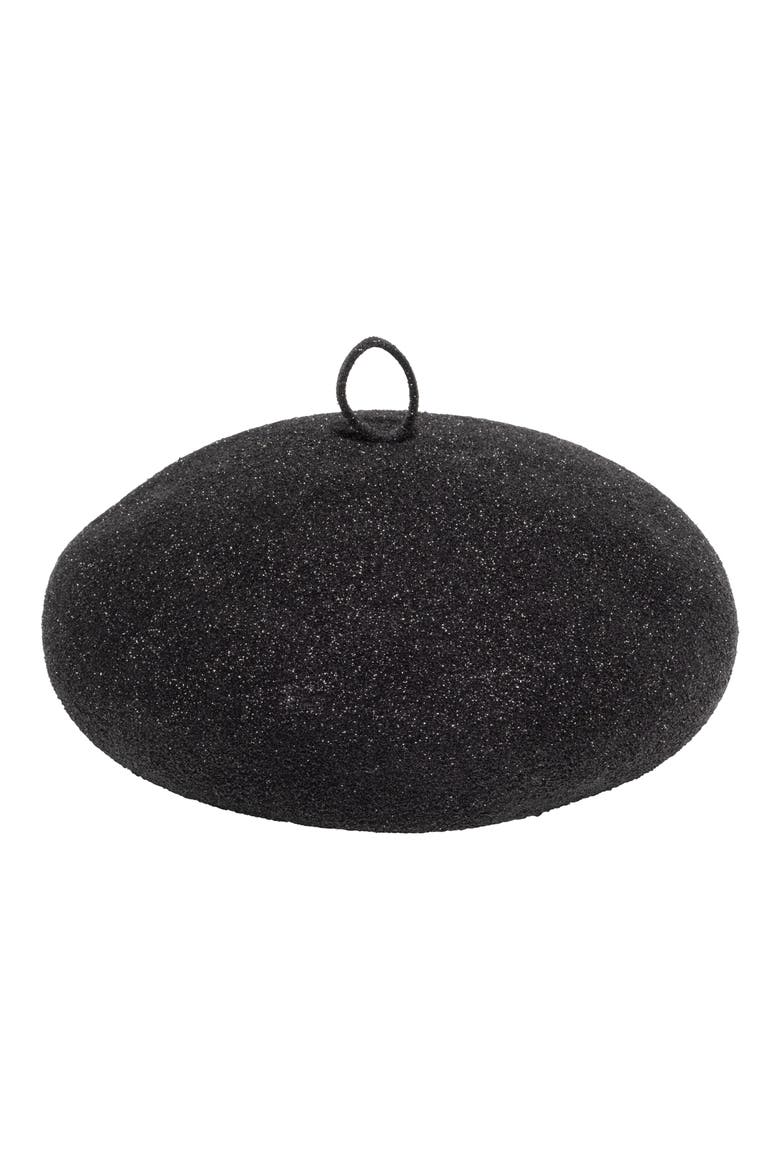 Faye Glitter Wool Beret, Main, color, BLACK