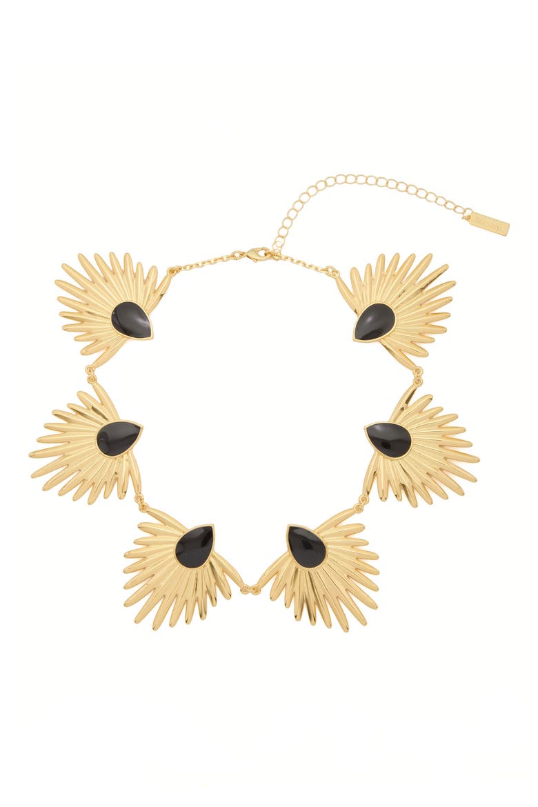 Onyx Deco Statement Necklace, Main, color, BLACK