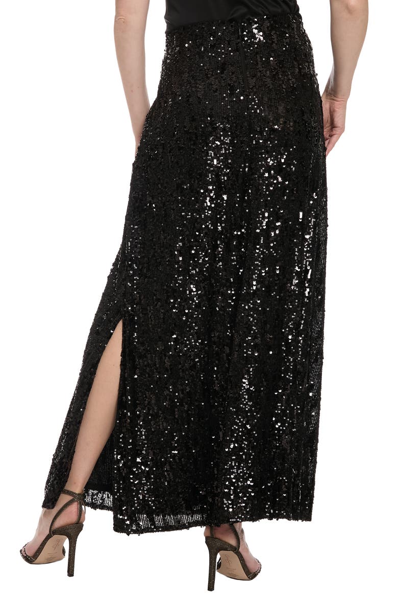 Sequin Side Slit Skirt, Alternate, color, BLACK
