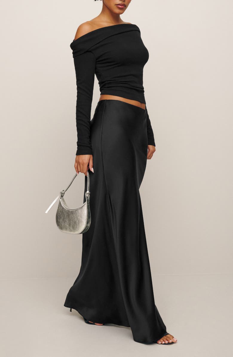 Reformation One-Shoulder Knit Top, Alternate, color, Black