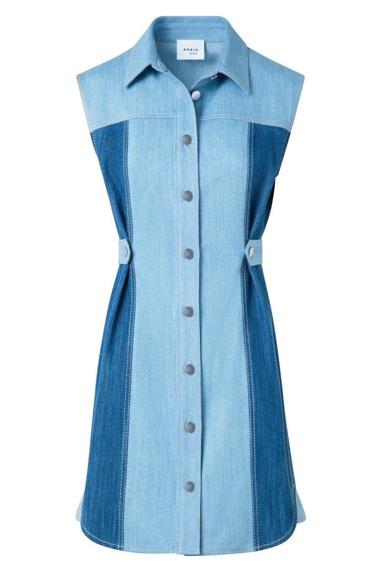 Mixed Wash Denim Minidress, Alternate, color, SKY DENIM-MEDIUM DENIM
