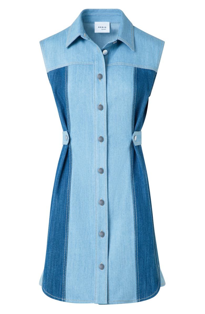 Akris punto Mixed Wash Denim Minidress, Alternate, color, Sky Denim-Medium Denim