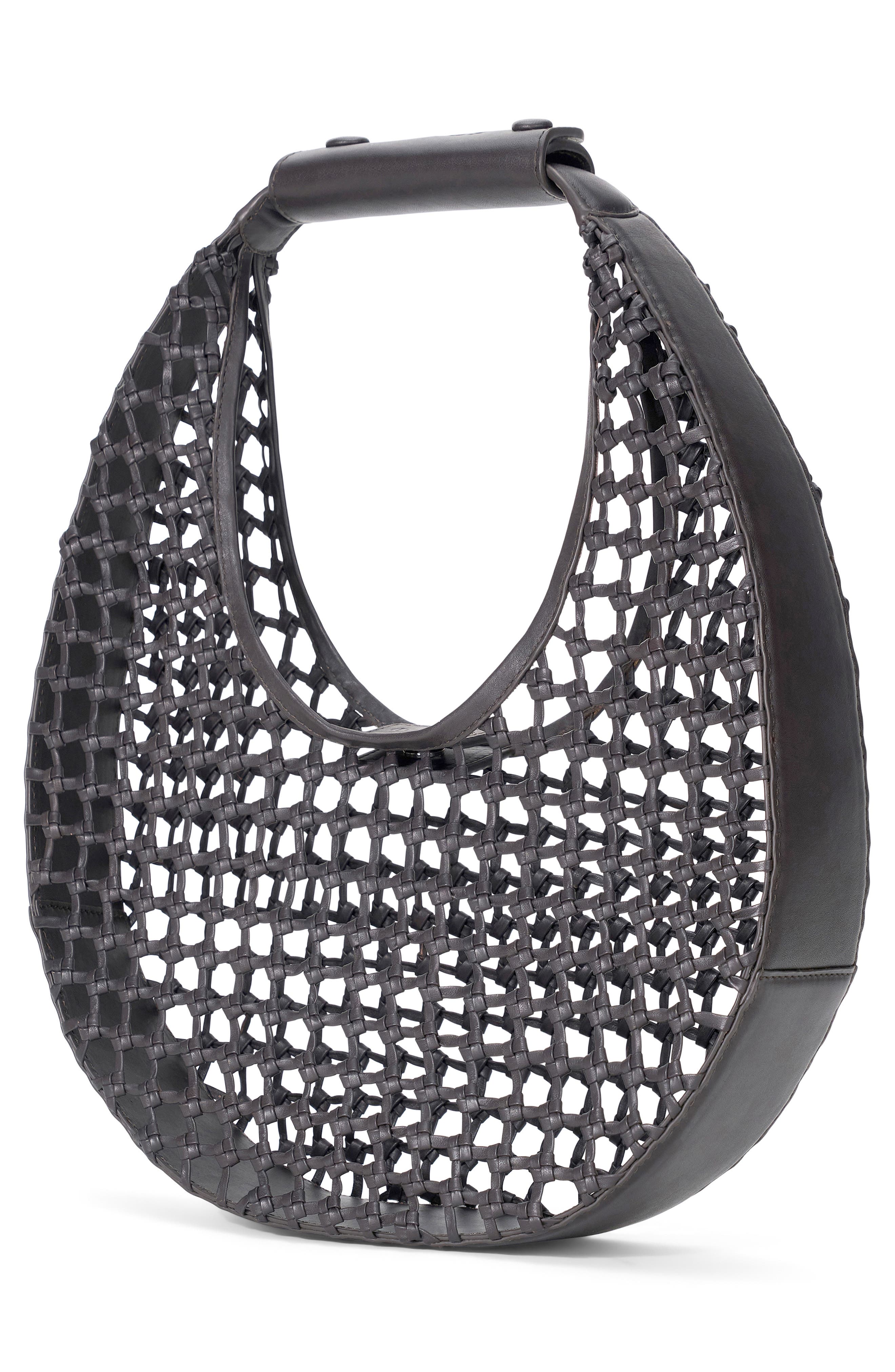 STAUD Moon Hand Knotted Leather Bag, Alternate, color, Espresso