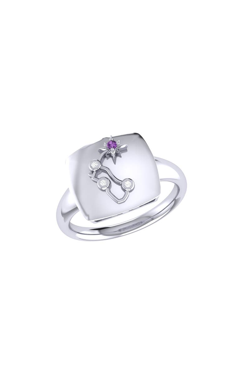 LuvMyJewelry Aquarius Amethyst & Diamond Signet Ring in Sterling Silver, Main, color, 