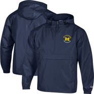 Champion Men's Champion  Navy Michigan Wolverines Packable Hooded Windbreaker Half-Zip Jacket