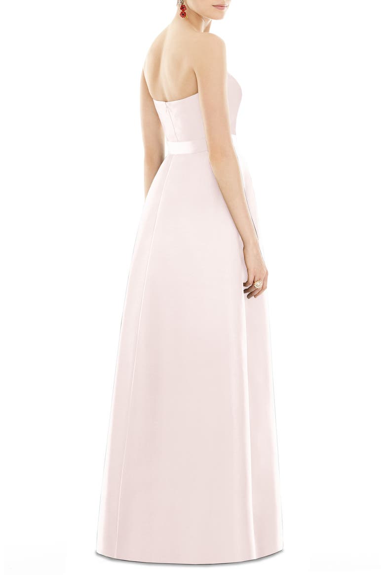 Strapless Satin Twill A-Line Gown, Alternate, color, BLUSH