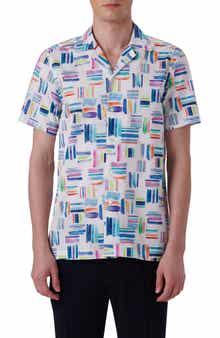 Bugatchi Brushstroke Print Camp Shirt