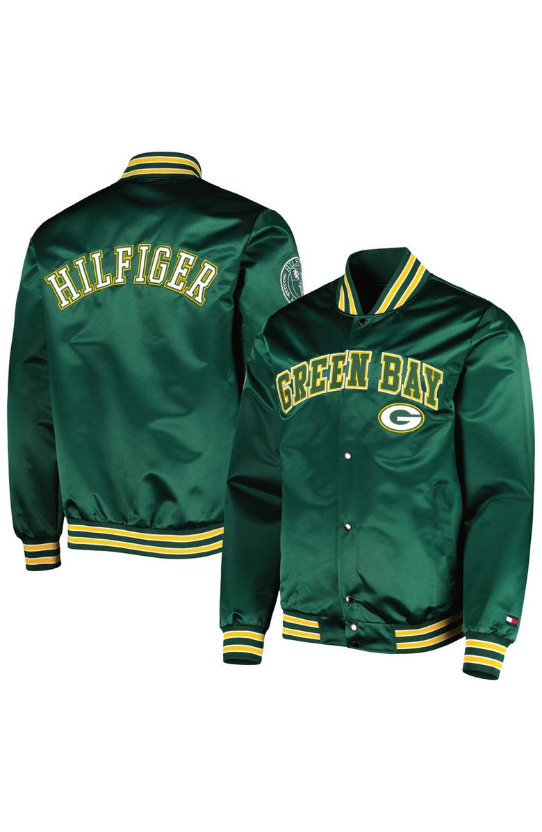 Tommy Hilfiger Men's Tommy Hilfiger Green Green Bay Packers Elliot Varsity Full-Snap Jacket, Main, color,