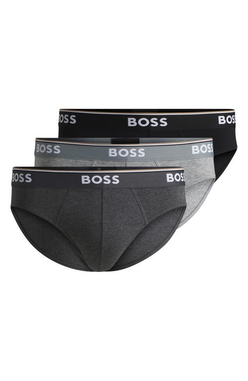 Hugo Boss Boss Assorted 3-pack Power Stretch Cotton Briefs In Black