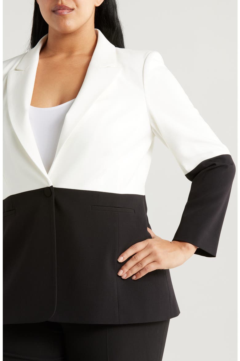 Colorblock Blazer, Alternate, color, WHITE BLACK