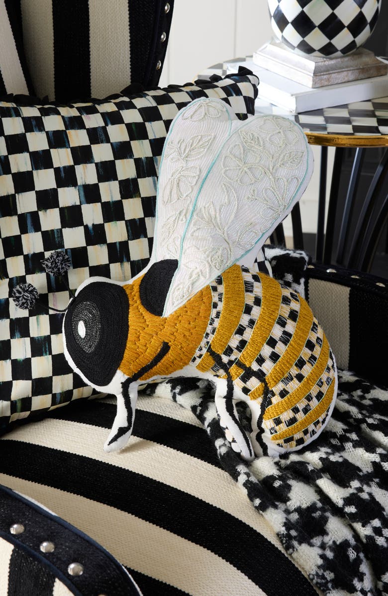 MACKENZIE CHILDS Bee Shaped Throw Pillow, Alternate, color, Orange