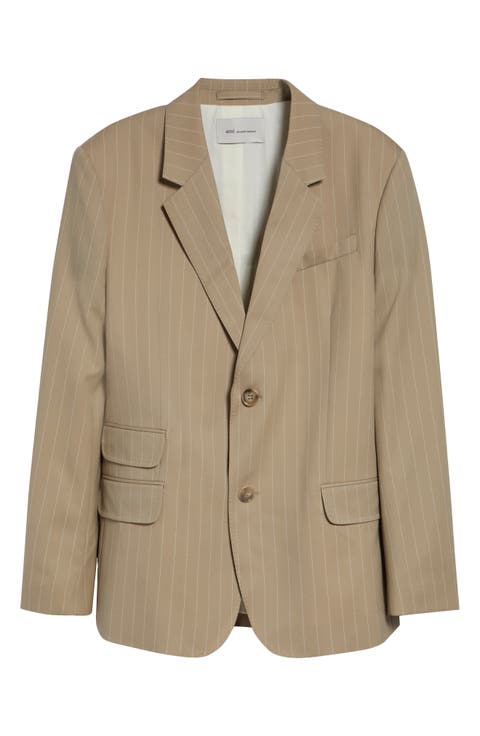 Straight Fit Pinstripe Virgin Wool Gabardine Blazer