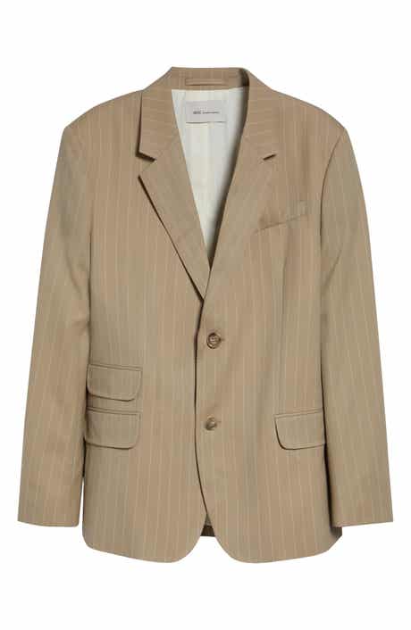 Straight Fit Pinstripe Virgin Wool Gabardine Blazer