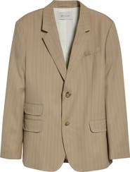 AMI PARIS Straight Fit Pinstripe Virgin Wool Gabardine Blazer