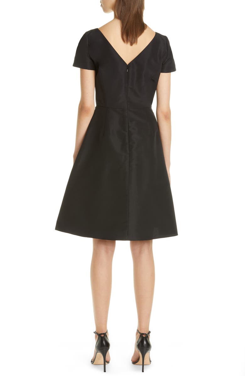 Carolina Herrera Beatuea Neck Silk A-Line Dress, Alternate, color, 