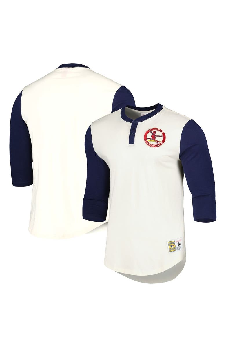 Mitchell & Ness Men's Mitchell & Ness Cream St. Louis Cardinals Icon Henley 3/4-Sleeve T-Shirt, Main, color, 