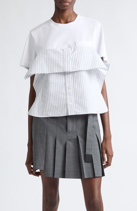Mixed Media Poplin & Cotton Jersey T-Shirt