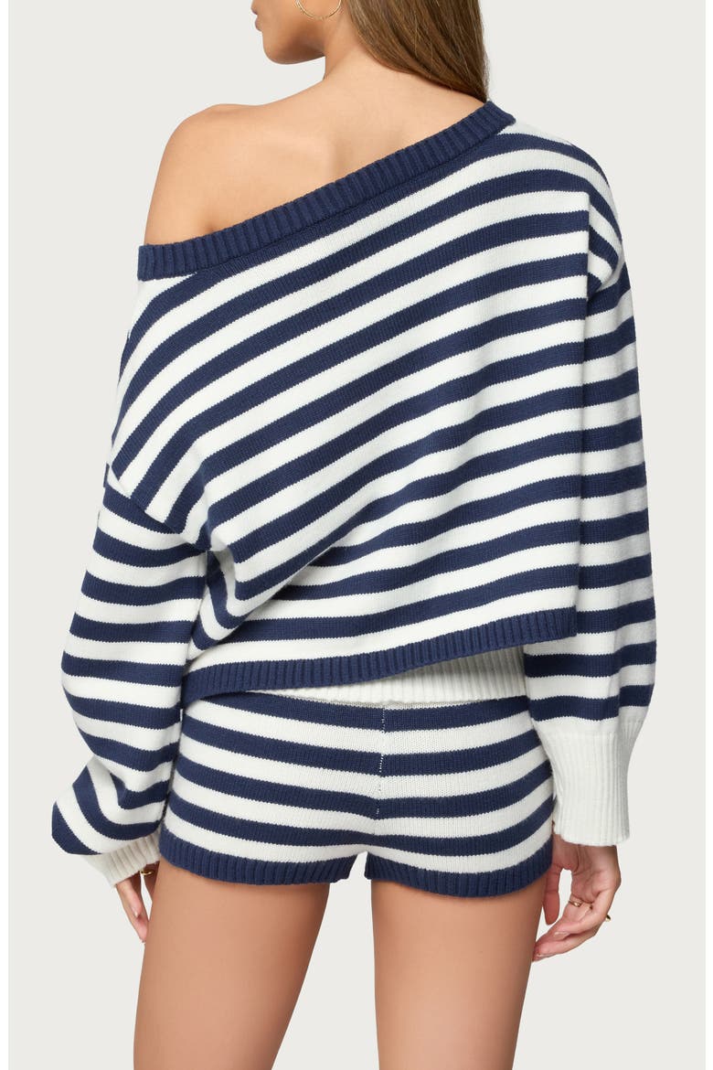 Striped Oversize Crop Sweater, Alternate, color, NAVY-AND-WHITE