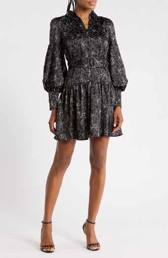 Balloon Long Sleeve Satin Dress