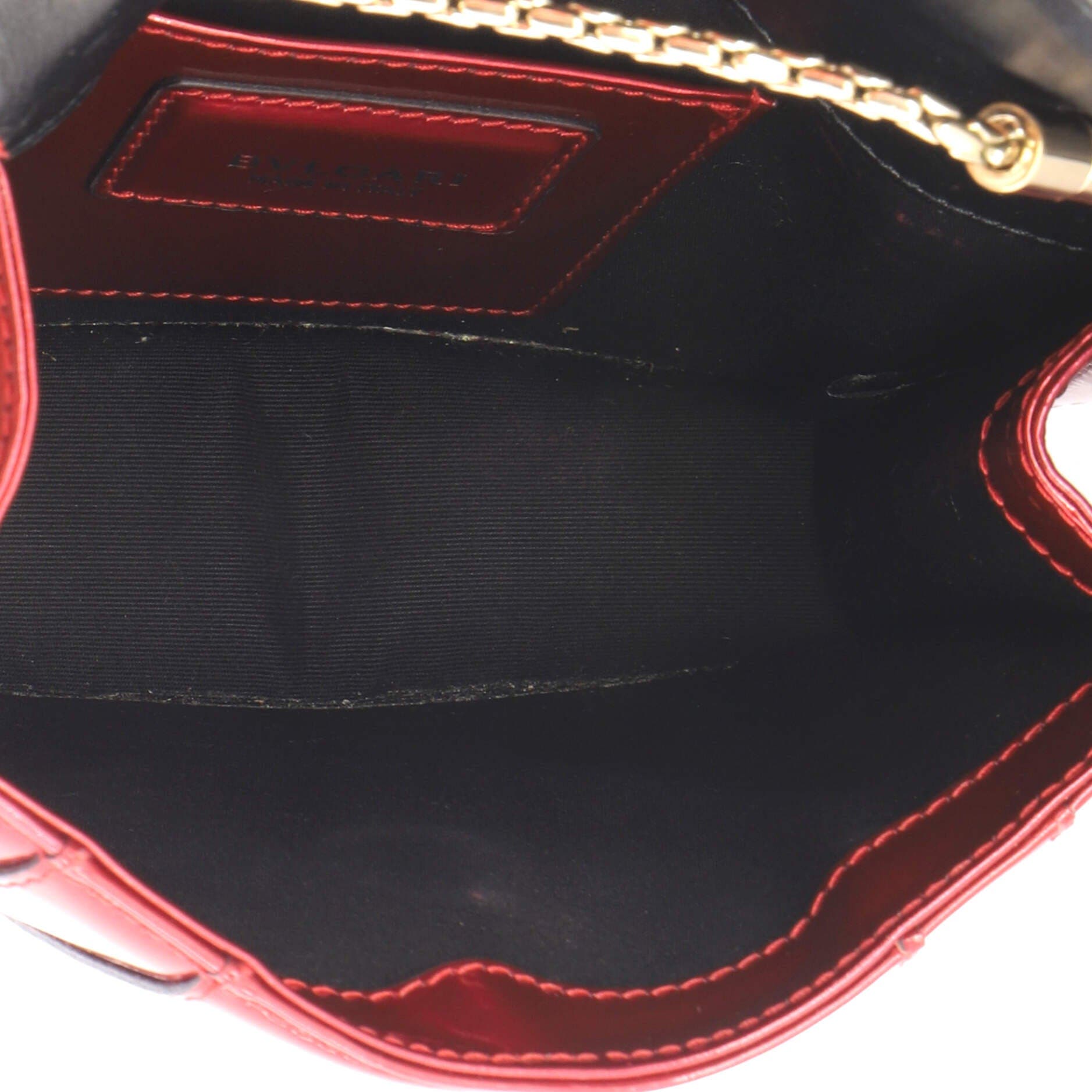 Serpenti Forever Square Shoulder Bag Metallic Leather Small, Alternate, color, Red