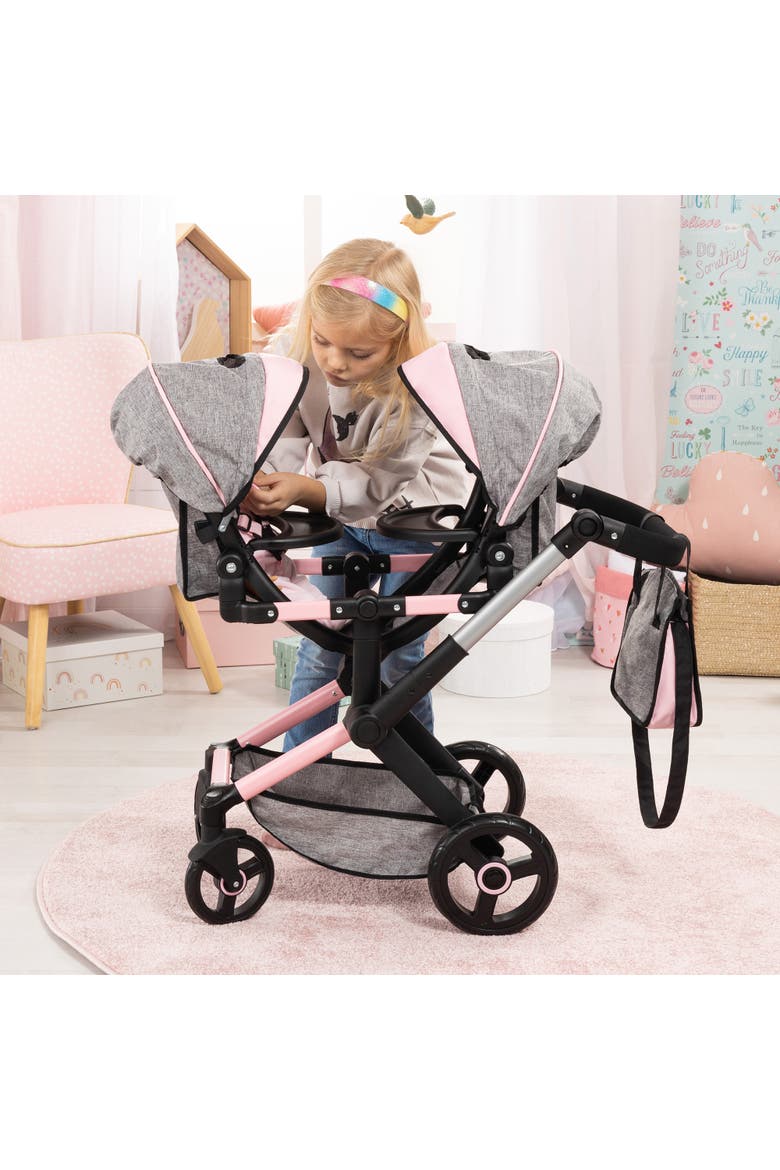 Xeo Twin Pram Butterfly Matching Handbag, Dolls 20 Inches, Alternate, color, Multicolored