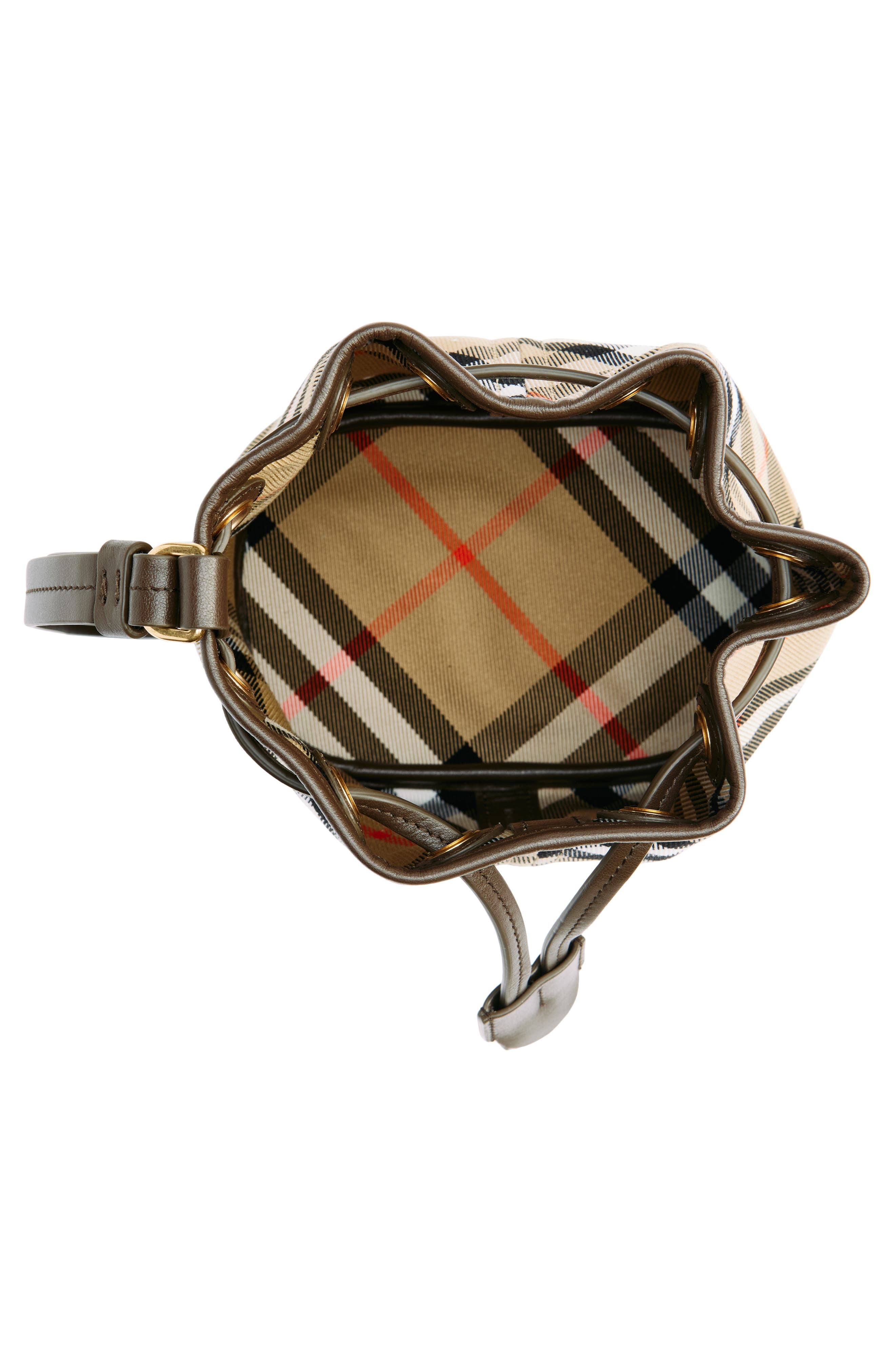 Check Drawstring Canvas Pouch, Alternate, color, SAND