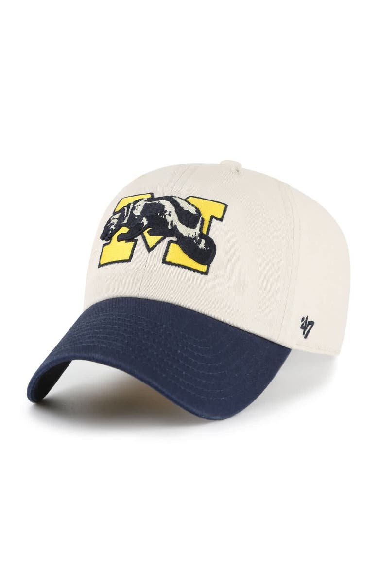 '47 Men's '47 Cream Michigan Wolverines Grand Stand Clean Up Adjustable Hat, Alternate, color, 